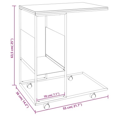 vidaXL Βοηθητικό Τραπέζι με Ρόδες Μαύρο 55x36x63,5cm Επεξ. Ξύλο