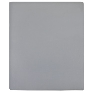 vidaXL Σεντόνι με Λάστιχο Γκρι 180x200 εκ. Βαμβακερό Ζέρσεϊ