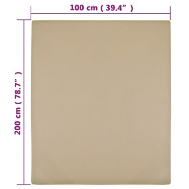 vidaXL Σεντόνι με Λάστιχο Taupe 100x200 εκ. Βαμβακερό Ζέρσεϊ