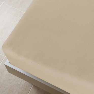 vidaXL Σεντόνι με Λάστιχο Taupe 140x200 εκ. Βαμβακερό Ζέρσεϊ