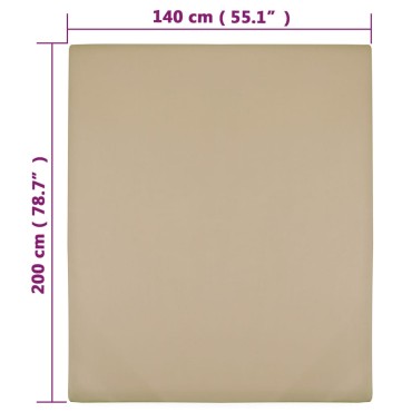 vidaXL Σεντόνι με Λάστιχο Taupe 140x200 εκ. Βαμβακερό Ζέρσεϊ