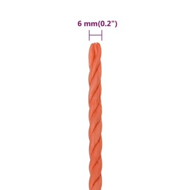 vidaXL Σχοινί Εργασίας Πορτοκαλί 6 χιλ. 50 μ. από Πολυπροπυλένιο