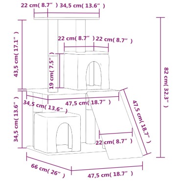 vidaXL Γατόδεντρο Κρεμ 82 εκ. με Στύλους Ξυσίματος από Σιζάλ