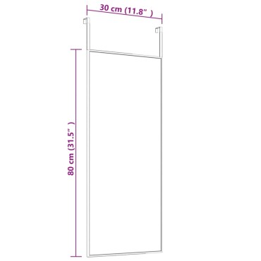 vidaXL Καθρέπτης Πόρτας Χρυσός 30 x 80 εκ. από Γυαλί και Αλουμίνιο