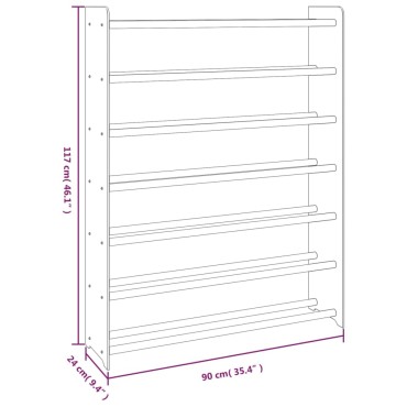 vidaXL Παπουτσοθήκη Γκρι 90x24x117cm από Επεξεργασμένο Ξύλο