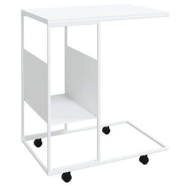 vidaXL Βοηθητικό Τραπέζι με Ρόδες Λευκό 55x36x63,5cm Επεξεργ. Ξύλο