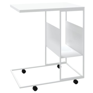 vidaXL Βοηθητικό Τραπέζι με Ρόδες Λευκό 55x36x63,5cm Επεξεργ. Ξύλο