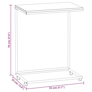 vidaXL Βοηθητικό Τραπέζι με Ρόδες Μαύρο 55x35x70cm Επεξ. Ξύλο