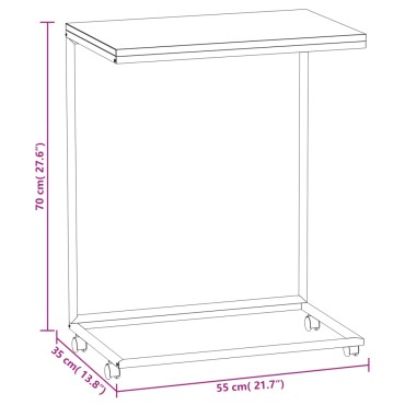 vidaXL Βοηθητικό Τραπέζι με Ρόδες Λευκό 55x35x70cm Επεξ. Ξύλο