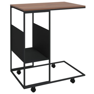 vidaXL Βοηθητικό Τραπέζι με Ρόδες Μαύρο 55x36x63,5cm Επεξ. Ξύλο