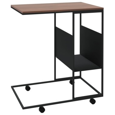 vidaXL Βοηθητικό Τραπέζι με Ρόδες Μαύρο 55x36x63,5cm Επεξ. Ξύλο