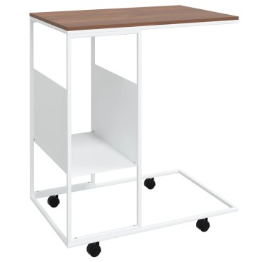 vidaXL Βοηθητικό Τραπέζι με Ρόδες Λευκό 55x36x63,5cm Επεξ. Ξύλο