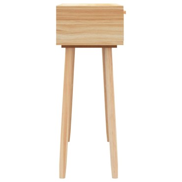 vidaXL Τραπέζι Κονσόλα Καφέ 80x30x75cm Μασίφ Πεύκο & Φυσικό Ρατάν 1 τεμ.