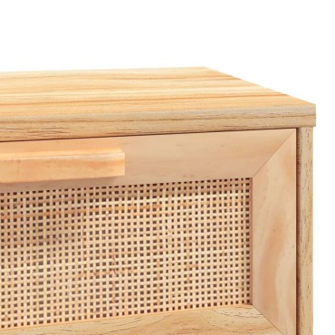 vidaXL Τραπέζι Κονσόλα Καφέ 80x30x75cm Μασίφ Πεύκο & Φυσικό Ρατάν 1 τεμ.