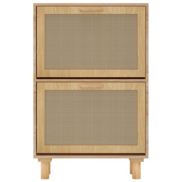 vidaXL Παπουτσοθήκη Καφέ 52x25x80cm Επεξεργασμένο Ξύλο/Φυσικό Ρατάν