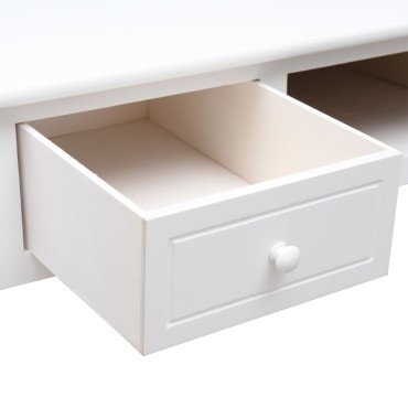 vidaXL Γραφείο Λευκό 108x45x76cm από Μασίφ Ξύλο Παυλώνιας 1 τεμ.