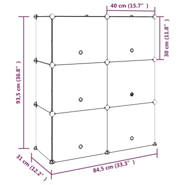 vidaXL Παπουτσοθήκη Μαύρη 84,5x31x93,5cm από Πολυπροπυλένιο