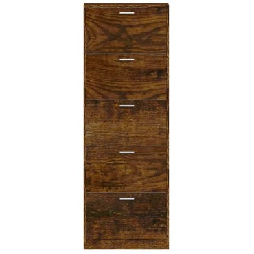 vidaXL Παπουτσοθήκη Καπνιστή Δρυς 59x17x169cm από Επεξεργασμένο Ξύλο