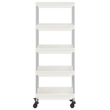 vidaXL Τρόλεϊ Κουζίνας 5 Επιπέδων Λευκό 42x29x128cm Σίδερο/ABS 1 τεμ.