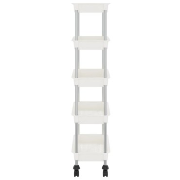 vidaXL Τρόλεϊ Κουζίνας 5 Επιπέδων Λευκό 42x29x128cm Σίδερο/ABS 1 τεμ.