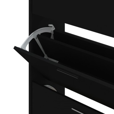 vidaXL Παπουτσοθήκη Μαύρη 63x24x103cm από Επεξεργασμένο Ξύλο