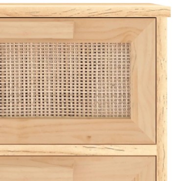 vidaXL Συρταριέρα Καφέ 40x30x90cm Μασίφ Πεύκο & Φυσικό Ρατάν 1 τεμ.