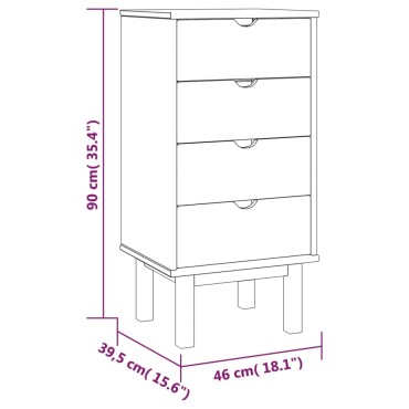 vidaXL Συρταριέρα OTTA Καφέ & Γκρι 45x39x90cm Μασίφ Ξύλο Πεύκου 1 τεμ.