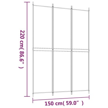 vidaXL Διαχωριστικό Δωματίου με 3 Πάνελ Λευκό 150x220cm Υφασμάτινο 1 τεμ.