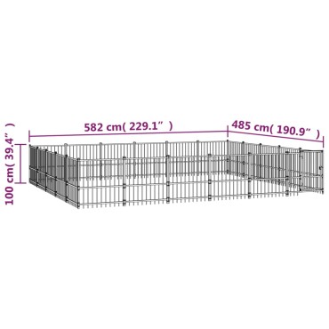vidaXL Κλουβί Σκύλου Εξωτερικού Χώρου 28,23 μ² από Ατσάλι