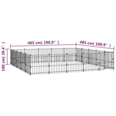 vidaXL Κλουβί Σκύλου Εξωτερικού Χώρου 23,52 μ² από Ατσάλι
