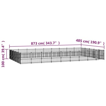 vidaXL Κλουβί Σκύλου Εξωτερικού Χώρου 42,34 μ² από Ατσάλι
