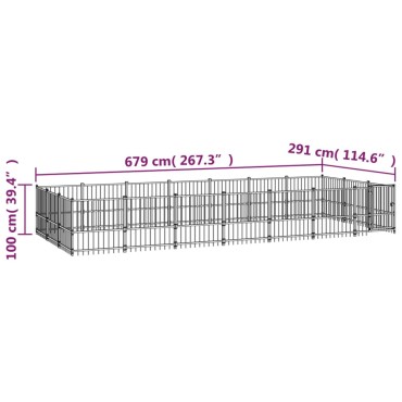 vidaXL Κλουβί Σκύλου Εξωτερικού Χώρου 19,76 μ² από Ατσάλι