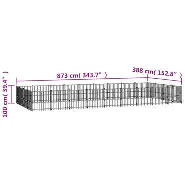 vidaXL Κλουβί Σκύλου Εξωτερικού Χώρου 33,87 μ² από Ατσάλι