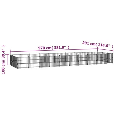 vidaXL Κλουβί Σκύλου Εξωτερικού Χώρου 28,23 μ² από Ατσάλι