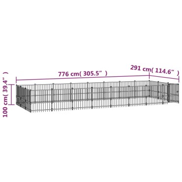 vidaXL Κλουβί Σκύλου Εξωτερικού Χώρου 22,58 μ² από Ατσάλι