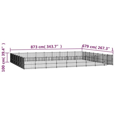 vidaXL Κλουβί Σκύλου Εξωτερικού Χώρου 59,28 μ² από Ατσάλι