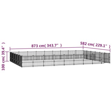 vidaXL Κλουβί Σκύλου Εξωτερικού Χώρου 50,81 μ² από Ατσάλι