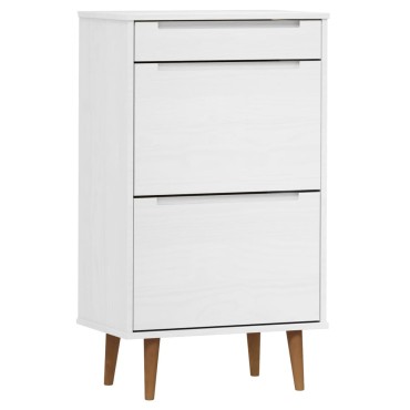 vidaXL Παπουτσοθήκη MOLDE Λευκή 59,5x35x103cm από Μασίφ Ξύλο Πεύκου
