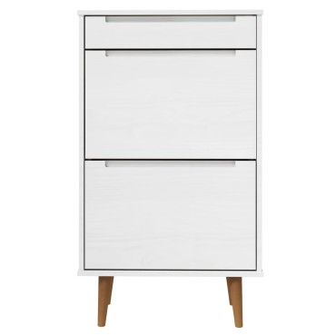 vidaXL Παπουτσοθήκη MOLDE Λευκή 59,5x35x103cm από Μασίφ Ξύλο Πεύκου