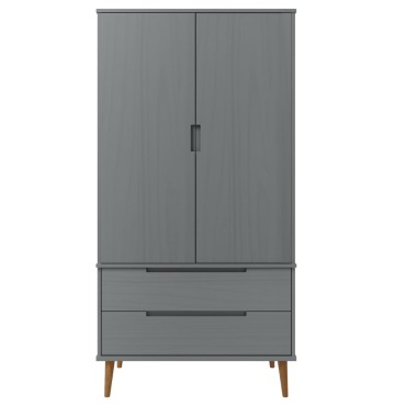 vidaXL Ντουλάπα MOLDE Γκρι 90x55x175cm από Μασίφ Ξύλο Πεύκου 1 τεμ.