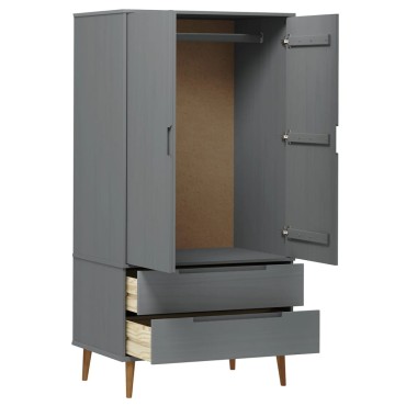 vidaXL Ντουλάπα MOLDE Γκρι 90x55x175cm από Μασίφ Ξύλο Πεύκου 1 τεμ.
