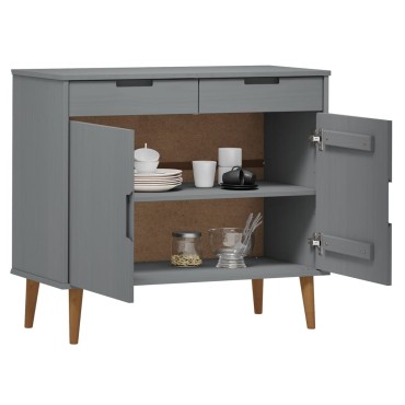 vidaXL Ντουλάπι MOLDE Γκρι 90x40x80cm από Μασίφ Ξύλο Πεύκου 1 τεμ.