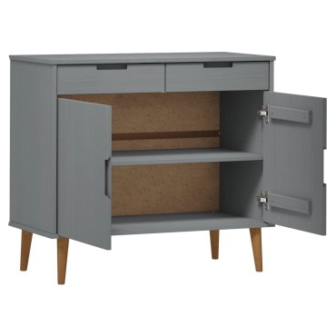 vidaXL Ντουλάπι MOLDE Γκρι 90x40x80cm από Μασίφ Ξύλο Πεύκου 1 τεμ.