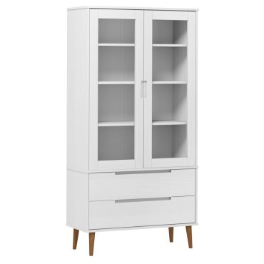 vidaXL Βιτρίνα MOLDE Λευκή 90x35x175cm από Μασίφ Ξύλο Πεύκου 1 τεμ.