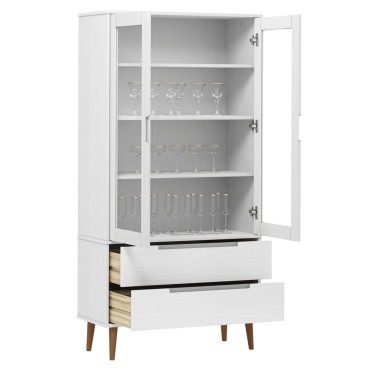 vidaXL Βιτρίνα MOLDE Λευκή 90x35x175cm από Μασίφ Ξύλο Πεύκου 1 τεμ.