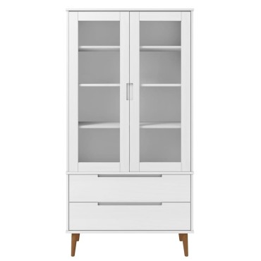 vidaXL Βιτρίνα MOLDE Λευκή 90x35x175cm από Μασίφ Ξύλο Πεύκου 1 τεμ.