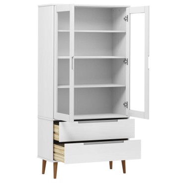 vidaXL Βιτρίνα MOLDE Λευκή 90x35x175cm από Μασίφ Ξύλο Πεύκου 1 τεμ.