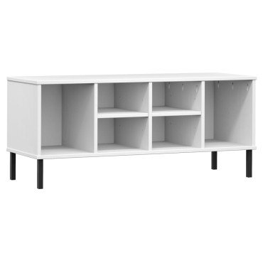 vidaXL Παπουτσοθήκη OSLO Λευκή 106x35x45cm Μασίφ Ξύλο με Μετ. Πόδια