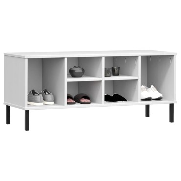 vidaXL Παπουτσοθήκη OSLO Λευκή 106x35x45cm Μασίφ Ξύλο με Μετ. Πόδια