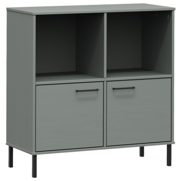 vidaXL Βιβλιοθήκη OSLO Γκρι 90x35x90,5cm Μασίφ Ξύλο με Μετ. Πόδια 1 τεμ.